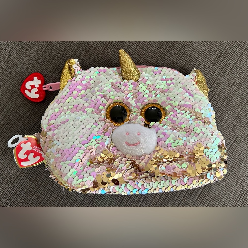 TY Flip Sequin Unicorn Cosmetic Make up Bag Pouch NWT